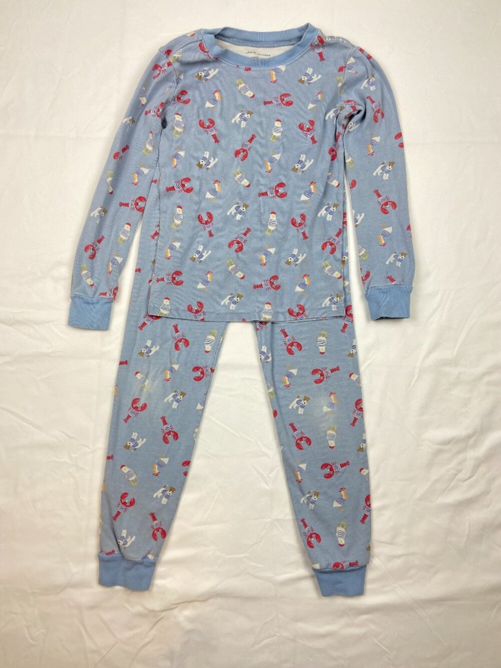Janie & Jack Boys Blue Coastal Themed Pajamas Size 7 100% Cotton - Picture 2 of 9
